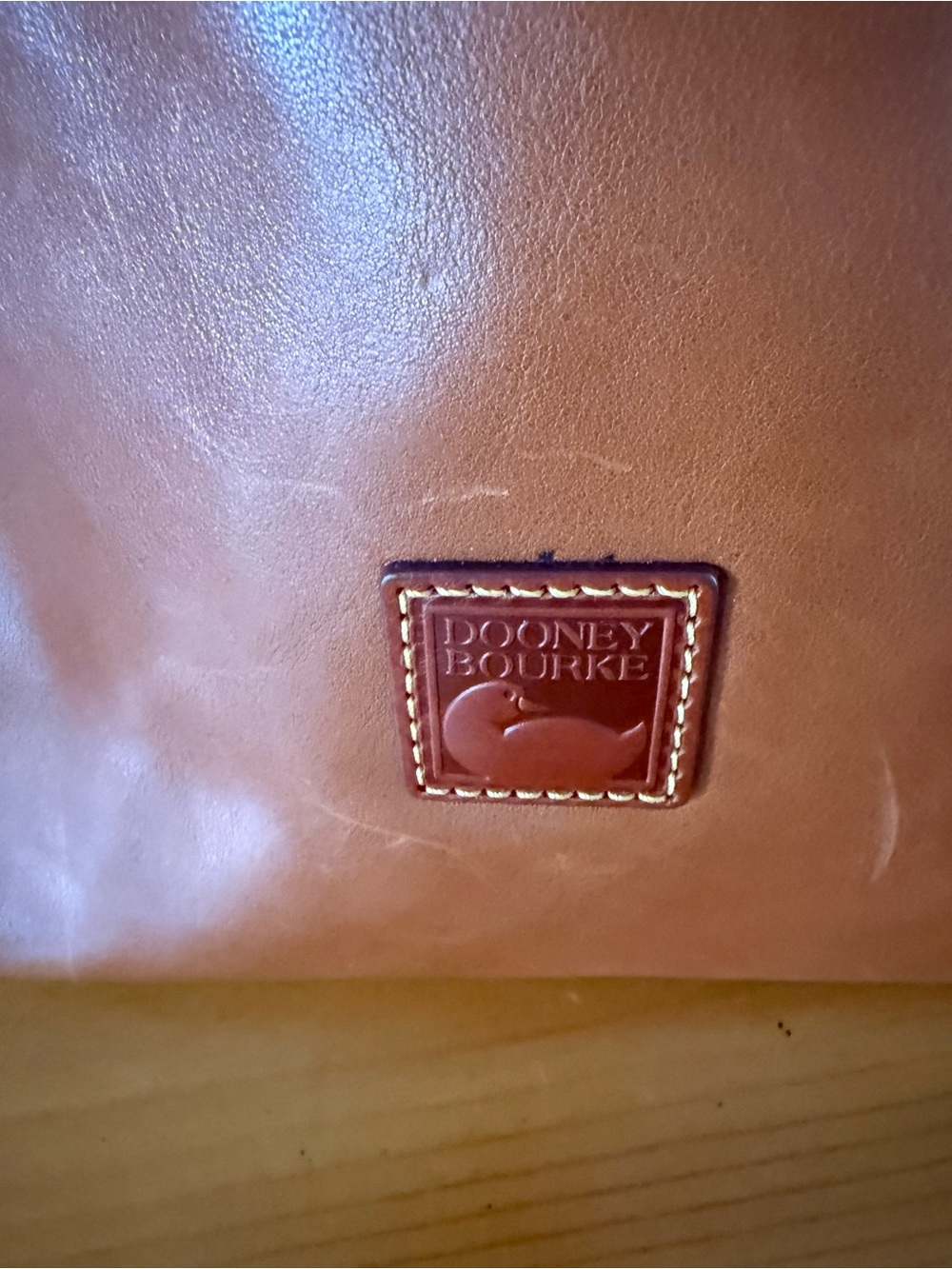 Dooney & Bourke Cognac and Dark Brown Leather Shoulder Hobo - Picture 4 of 10